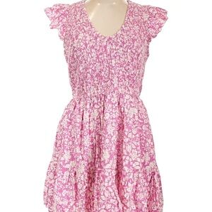 Pink Floral Smocked Summer Dress